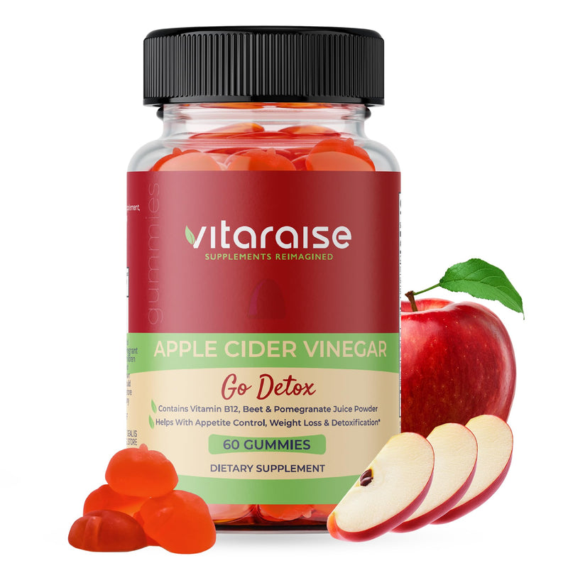 Apple Cider Vinegar Gummies with Mother, B9 & B12, ACV Weight Loss, 60 Ct | Keto Gummies, Detox & Digestion Support, Metabolism Booster, Non-GMO, Vegan, Gluten-Free, Beetroot & Pomegranate, 1000mg