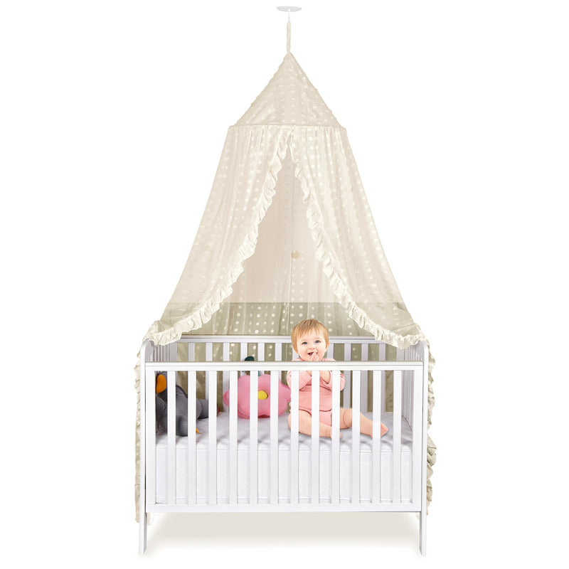 Bed Canopy for Girls - Princess Bed Canopy - Crib Canopy for Boys and Girls Bedroom Decor, Suitable for Use in Cribs Canopy Bed Curtains (Beige) Beige - BeesActive Australia
