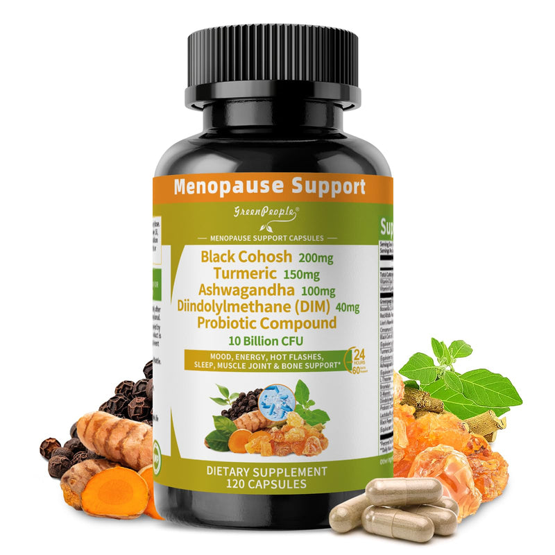 Menopause Supplements for Women - Black Cohosh & Ashwagandha for Hot Flashes, Night Sweats, Mood Swings, Hormonal Balance Support,10 Billion CFU Probiotic - 120 Capsules Vegan Gluten-Free 120 Count (Pack of 1) - BeesActive Australia