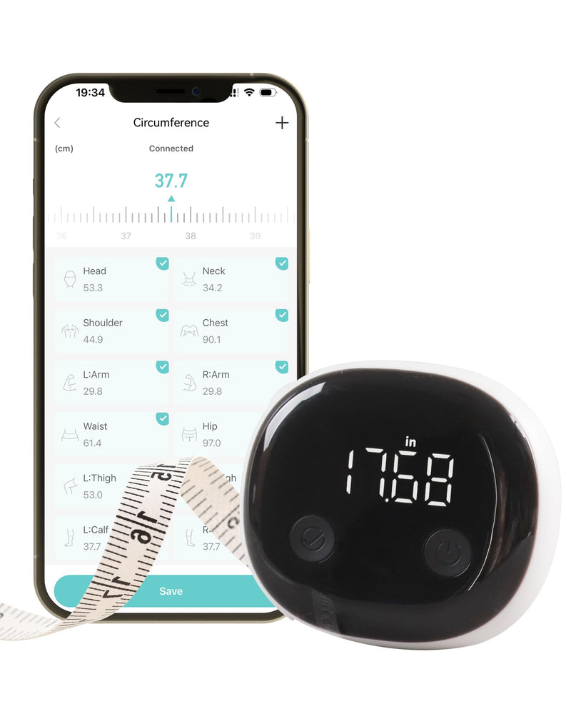 Smart Body Measuring Tape - Bluetooth Measuring Tape for Body Measurements with App - LED Display and Locking Retractable Measure for Weight Loss/Fitness - 60in/150cm - BeesActive Australia