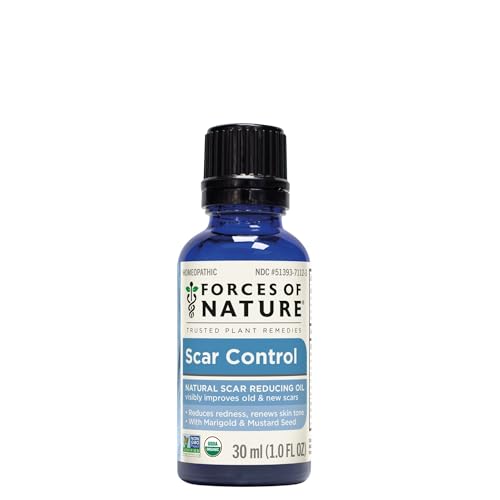 Forces of Nature Scar Treatment, Reduce Stretch Marks, Surgical Scars, Old and New Scars, Burn Scars, and Keloids, Organic Homeopathic Medicine for Skin Care, Promotes Healthy Skin, 1 FL OZ