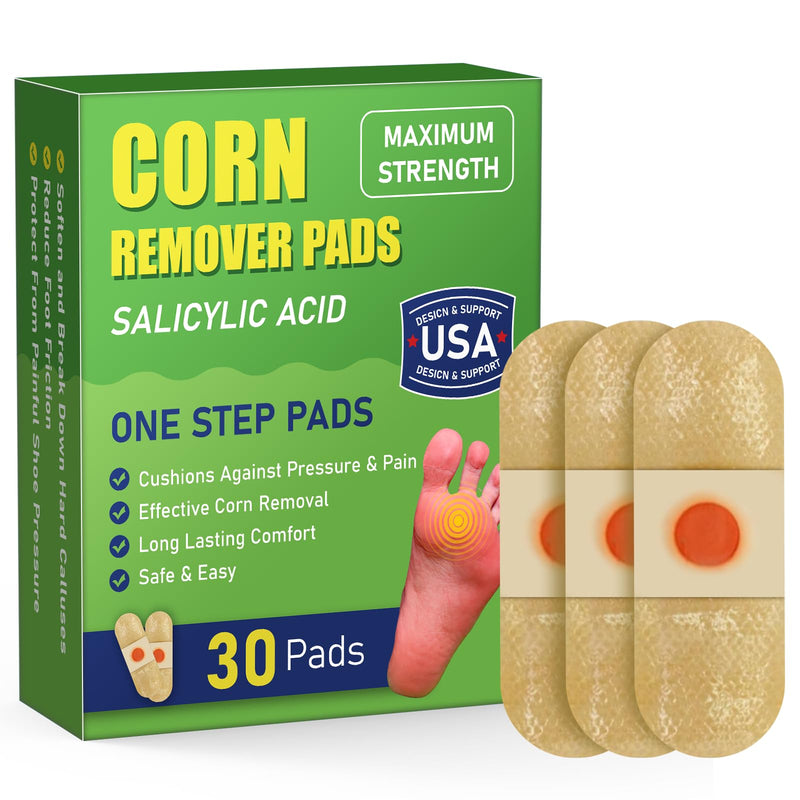WABRINY Maximum Strength Corn Removers Pads for Feet and Toes, Fast Effective Foot Corn Removal Bandages for Kids Adults, All-Day Pain Relief, 30 Pack 30 Count (Pack of 1) - BeesActive Australia