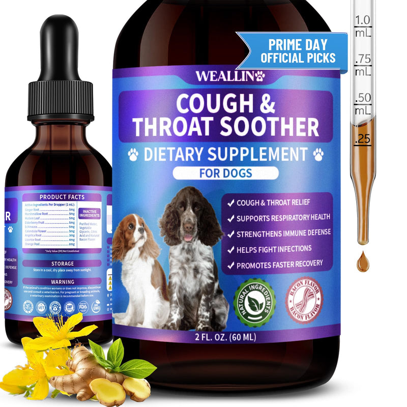 WEALLIN Dog Cough Treatment Support for Dogs - Dog Cough Care Natural Solution for Cough Natural Dog Cough Supplement Herbal Drops Support for All Breeds - 60 ml/2 Fl Oz 1 PCS