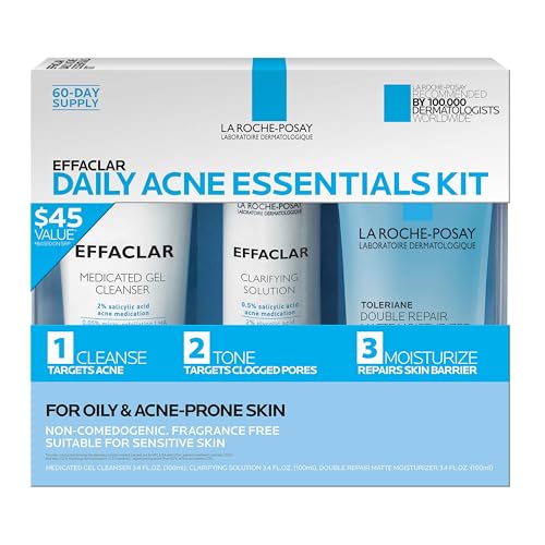 La Roche-Posay Effaclar Daily Acne Kit with Cleanser, Toner & Moisturizer