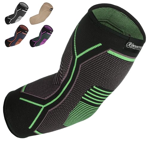 Kunto Fitness Elbow Brace Compression Support Sleeve (Shipped From USA) for Tendonitis, Tennis Elbow, Golf Elbow Treatment - Reduce Joint Pain During Any Activity! X-Small Green