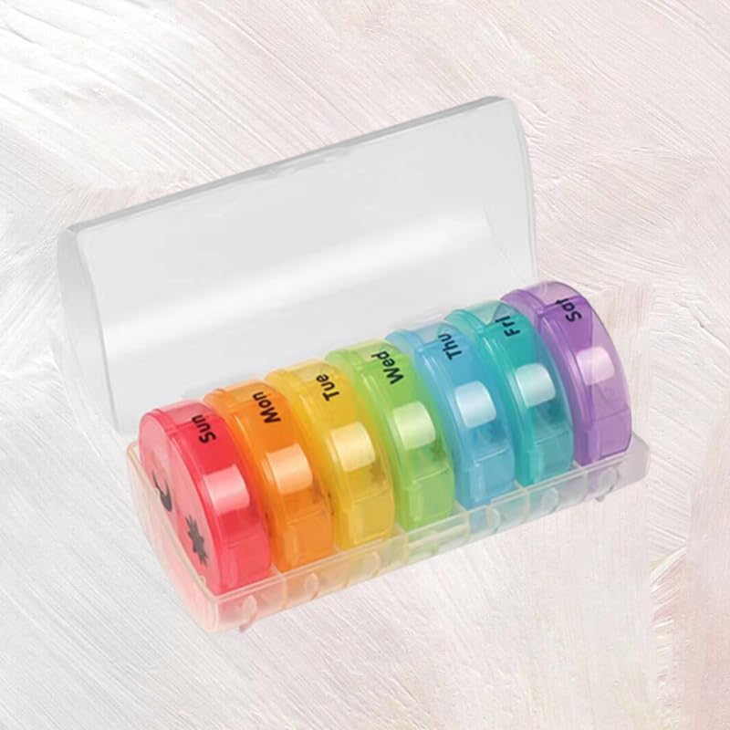 Travel Pill Box for Purse, Portable Weekly Pill Organizer AM PM with 7 Daily Pockets to Hold Vitamins, Medications, Fish Oils, Supplements(Transprant) Transprant