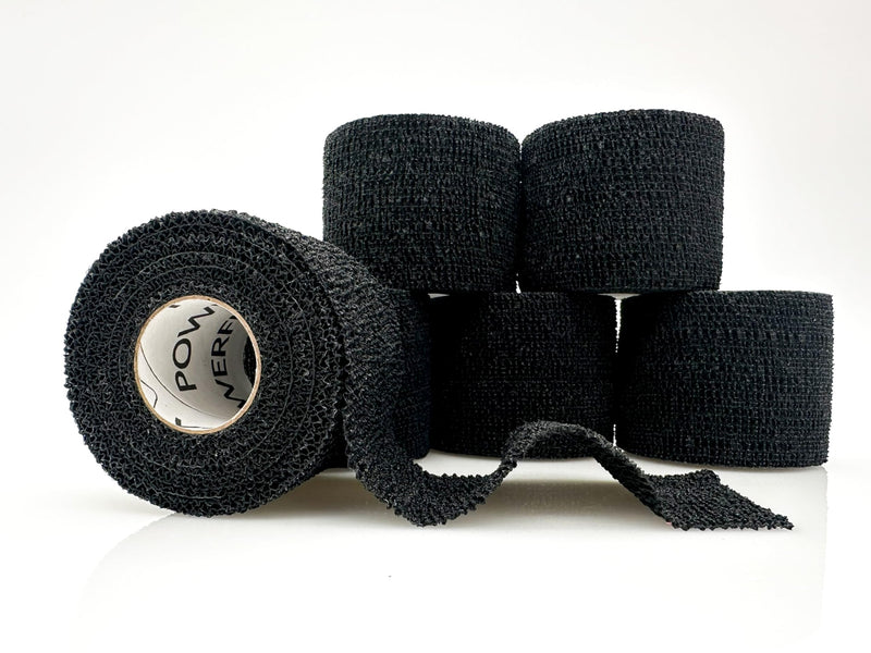 PowerFlex – Self-Adhering Sports Wrap for Injury Prevention & Post-Injury Stability – Medical-Grade, Sweat & Water Resistant First Aid Wrap for Athletes - Black, 2 inch, 6 Rolls 2 Inch - 6 Count - BeesActive Australia