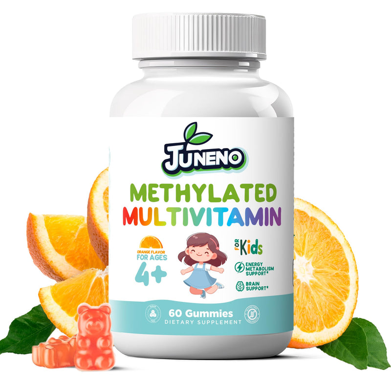 Methylated Multivitamin Gummies for Kids- Vegan Gluten Sugar Free | MTHFR Support Supplement with B Complex 5-MTHF Folate (L-Methylfolate) B1 B3 B6 Methylcobalamin B12 Biotin Vitamins A C D3 E