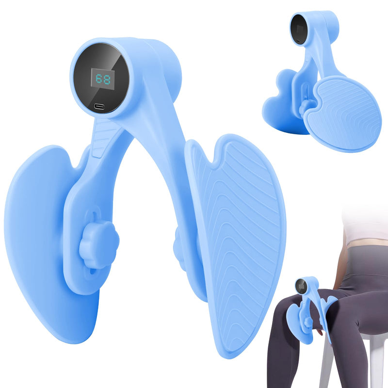 Thigh Master, 0-132 lbs Adjustable Resistance, Thigh Toner with Fixed Leg Straps, Real-Time Exercise Data Monitoring, Kegel Exerciser Pelvic Floor Muscle Legs Workout Equipment for Home & Gym Blue - BeesActive Australia