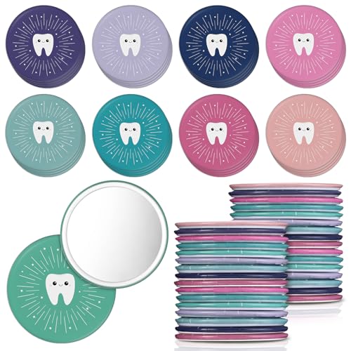 Geetery 54 Pcs Tooth Compact Mirrors Dental Gifts Staffs Assistants