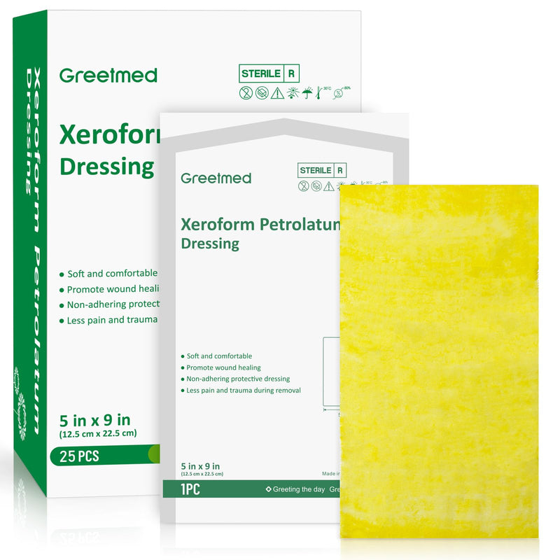 Xeroform Petrolatum Dressing 5"x9" 25 Individual Pack Gauze Pads, Non-Adherent Mesh Sterile Guaze Pads for Wound Care, Burn Bandages Gauze Wrap for Wound Closure and Medical Supplies 5“ x 9”(25 Packs) - BeesActive Australia