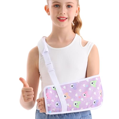 Cute Kids Arm Sling Shoulder Brace for Girls (Purple Bear, Large) Purple Bear