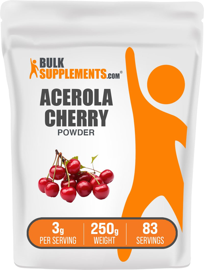 BulkSupplements.com Acerola Cherry Powder - Fruit Powder, Acerola Cherry Supplement, Vitamin C Supplement - Gluten Free, 3g per Serving, 250g (8.8 oz) (Pack of 1) 8.8 Ounce (Pack of 1)