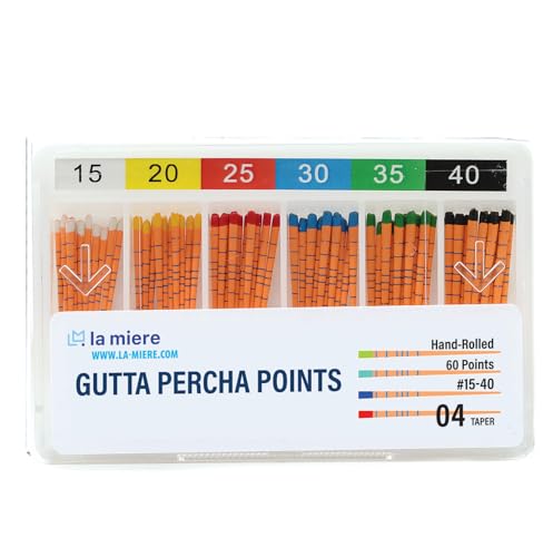 LA MIERE Dental Gutta Percha Points .04 Taper, #15-40 with mm Mark, 60P .04 w/ mark 60