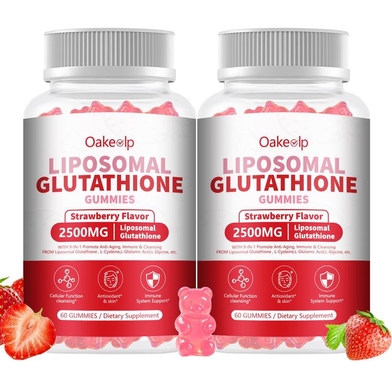 Extra Powerful 2500MG Liposomal Glutathione Gummies for skin whitening,Enhance 98% Absorption-Complex L-Cysteine,L-Glycine,Milk Thistle for Support Liver Function, Antioxidant for Aging Alleviation 60 Count (Pack of 2)