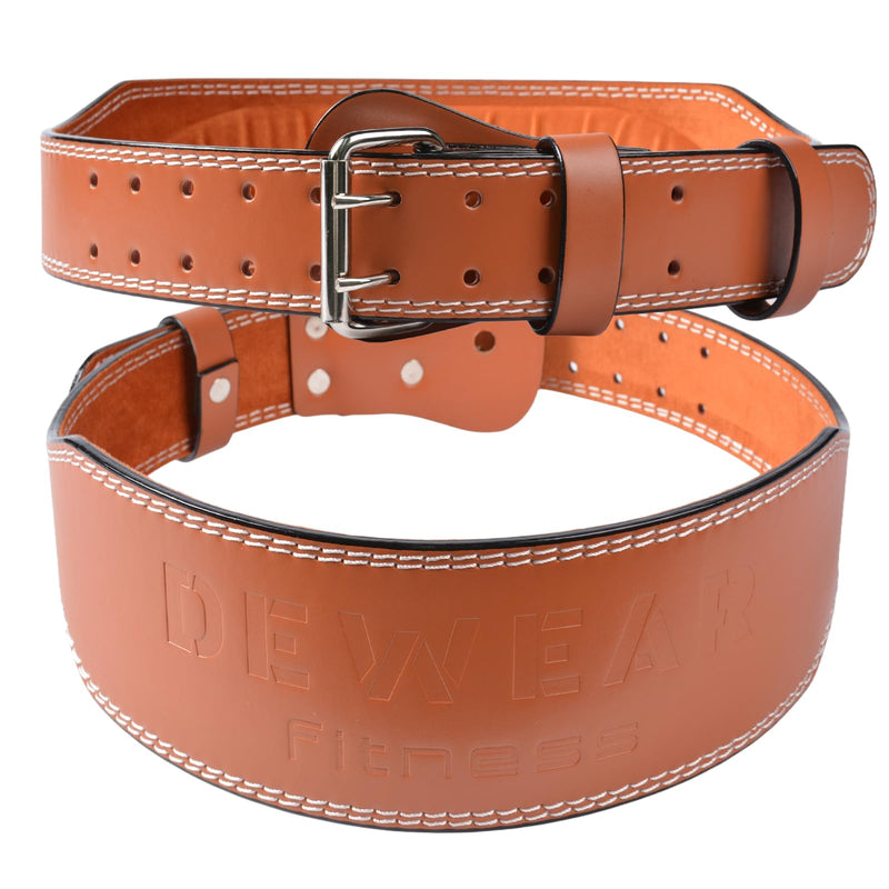 Leather Weight Lifting Belt, 4”& 6”Padded Lumbar Back Support, 10 Adjustable Holes, Gym Weight Belt Ideal for Deadlift, Powerlifting, Bodybuilding and Squat 4-Inch Brown M (28"-32")