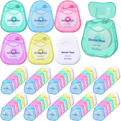 Mimorou 48 Pcs Mini Dental Floss Bulk 50m Each Multicolor Mint Travel Floss