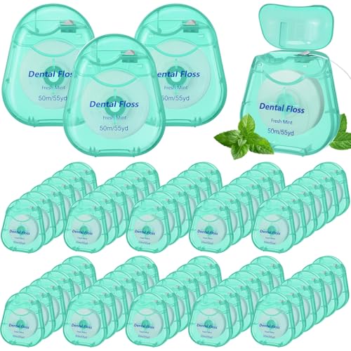 Mimorou 48 Pack Mini Dental Floss Bulk Mint Green Travel Dental Floss