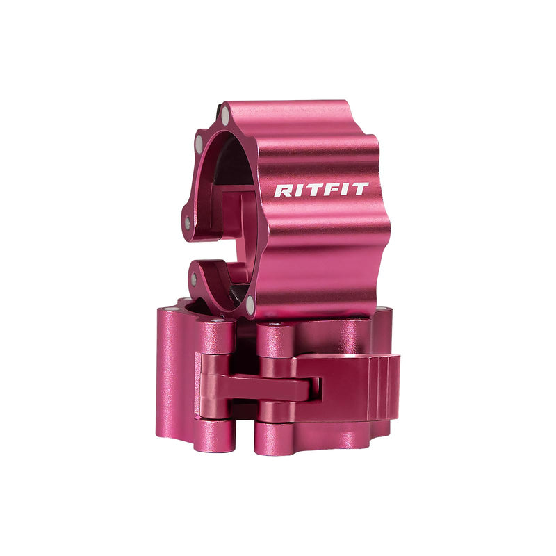 RitFit 2-Inch Magnetic Barbell Collars Locking Clamps - Heavy Duty Aluminum Alloy, Quick Release with Non-Slip TPR Pads for Olympic Weightlifting Powerlifting Training (Pair) Pink
