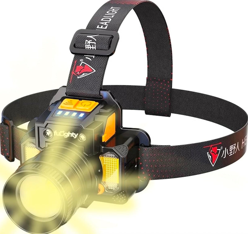 LED Sensor Head Lights for Forehead Rechargeable Head Lamp, 7 Modes 3000 LM Waterproof Head Flashlight Adjustable with COB Red Blue Light for Outdoor Home Hiking Headlamp - BeesActive Australia
