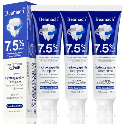 Hydroxyapatite Toothpastes - Fluoride-Free Nano Hydroxyapatite Toothpaste 7.5 | Enamel Repair | Breath Freshening | Mild Mint | Appropriate for Sensitive Teeth 4.23oz (3) 3