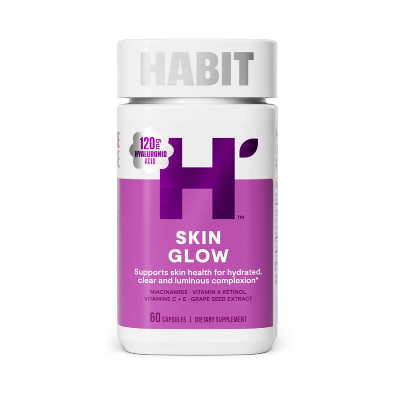 Habit Skin Glow, Supports Skin Health, Hyaluronic Acid, Vitamin A Retinol, Vitamin C & E, 60 Capsules