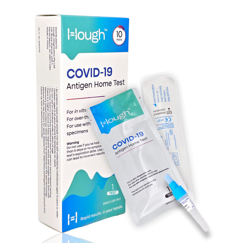Hough | Covid 19 Antigen Home Test - Rapid Test - FDA Cleared OTC at-Home Self Test - Results in 10 Minutes with Non-invasive Nasal Swab, Easy to Use Without Discomfort (1) 1