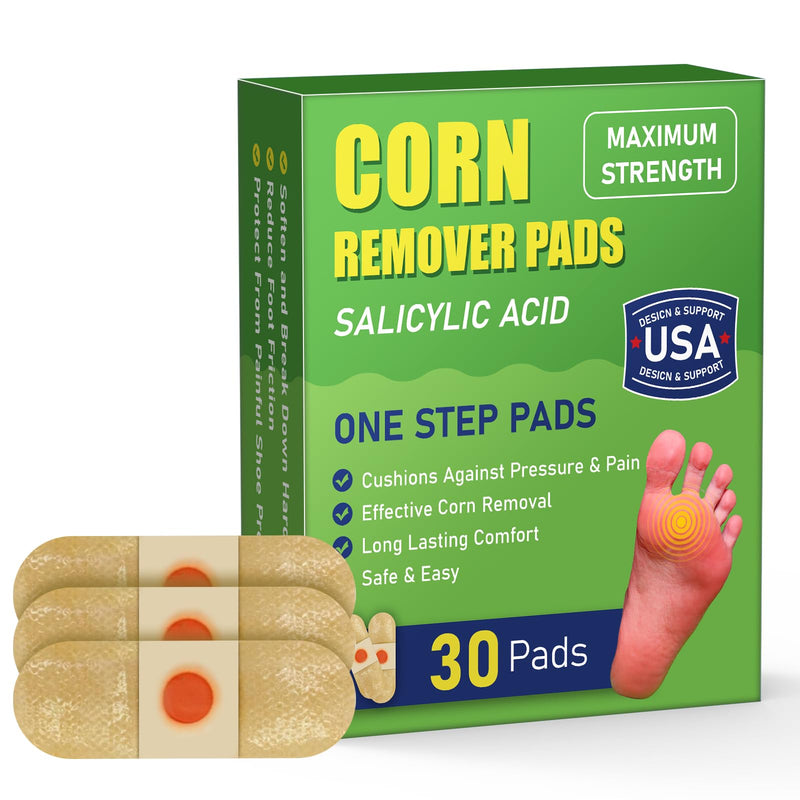 WABRINY Maximum Strength Corn Removers Pads for Feet and Toes, at Home Fast Effective Foot Corn Removal Bandages for Kids Adults, All-Day Pain Relief, 30 Pack-6VH 1 box - BeesActive Australia