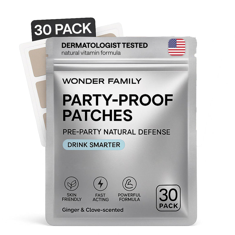 WONDER FAMILY Recovery Patches for Women & Men – Clear Mornings After Parties and Nights Out – Contain Vitamins A, C, D, E, & B, Ashwagandha, Boswellia, Glutathione, Milk Thistle Extract (Silver)