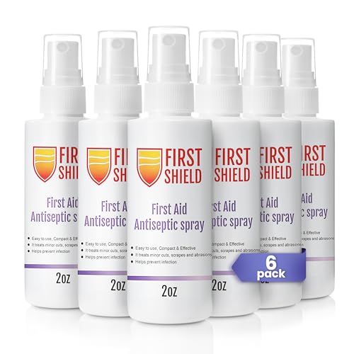 First Aid Antiseptic Spray – Wound Care Cleanser with Benzalkonium Chloride for Minor Cuts, Scrapes and Burns – Gentle Skin Cleanser – 2 oz Bottles, 6-Pack 6-Count