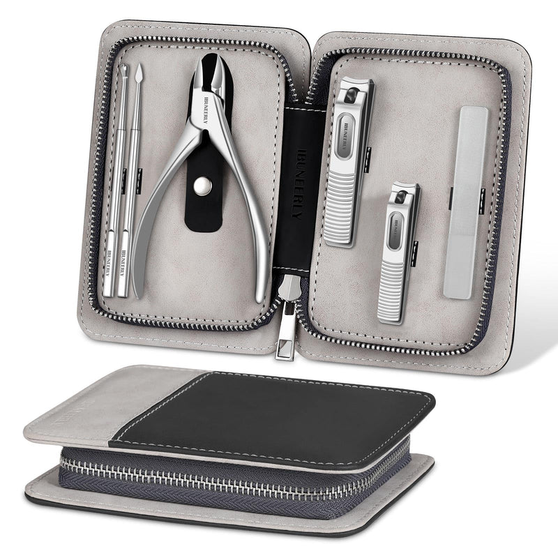 Manicure Set, Nail Cutters Set with Travel Leather Case, Professional Manicure Tools for Thick Nail & Ingrown Nail, Nail Cutters for Men and Women, Silver - BeesActive Australia