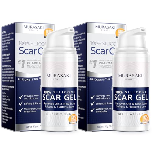 100% Silicone Scar Gel 2 Pack: 2 x 1.06oz Tubes for Surgical Scars, C-Section, Acne, Keloids, Burns, Stretch Marks – Advanced Scar Treatment for Old & New Scars 2 Count (Pack of 2)