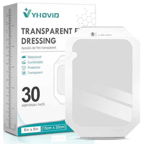 30 Packs Transparent Film Dressing 6'' x 8'' - Waterproof Bandages for Swimming, Showering, Wounds, Post Surgical Shower or IV Shield, Tattoo Aftercare Bandage, Scar Therapy, Adhesive Patches 6'' x 8''(30 PCS)