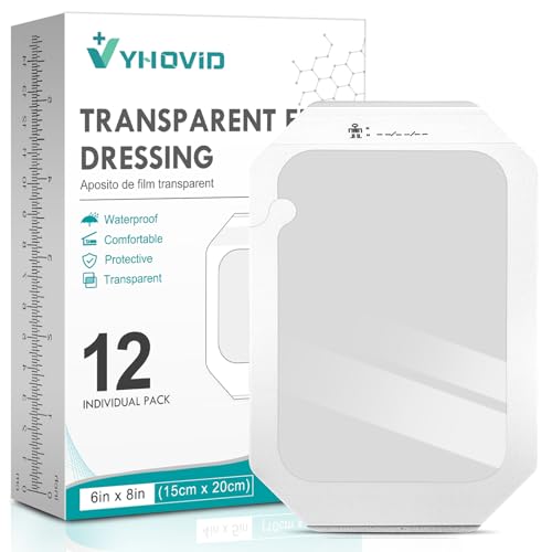 Transparent Film Dressing 6'' x 8'' Box of 12, Waterproof Bandages