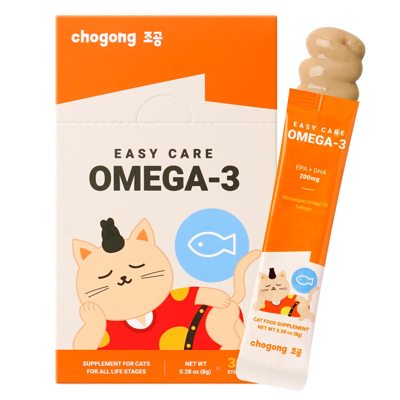 Cat Omega 3 Supplement – Lickable with EPA & DHA for Skin & Coat, Dry Skin, Itchy Skin & Shedding Support – Daily for Cats, Salmon Flavor, 30 Tubes