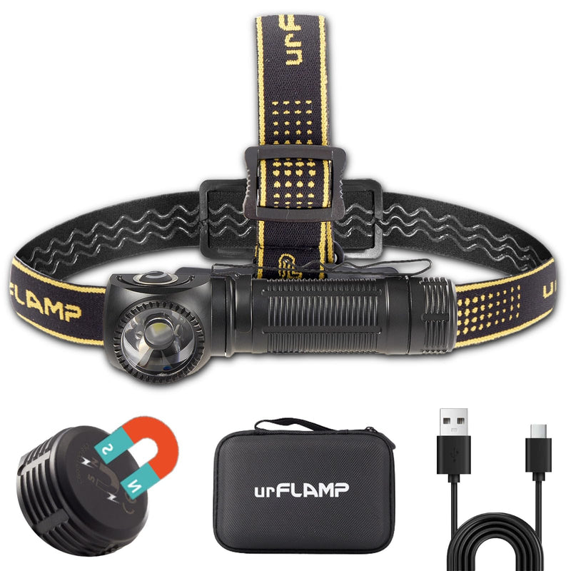 2000 Lumens Rechargeable Headlamp, 3800mAh Proximity Sensor Headlamp & Right-Angle LED Flashlight, Magnetic Base, TIR Lens, IP68 Waterproof, Hands-Free Sensing Control C6 Headlamp (with headband)