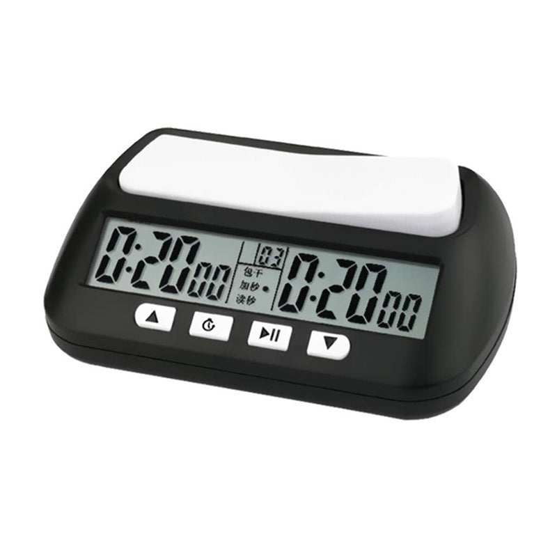 Professional Chess Clock Compact Digital Watch Count Up Down Timer Board Game Stopwatch Competition Hour Meter Black Plastic
