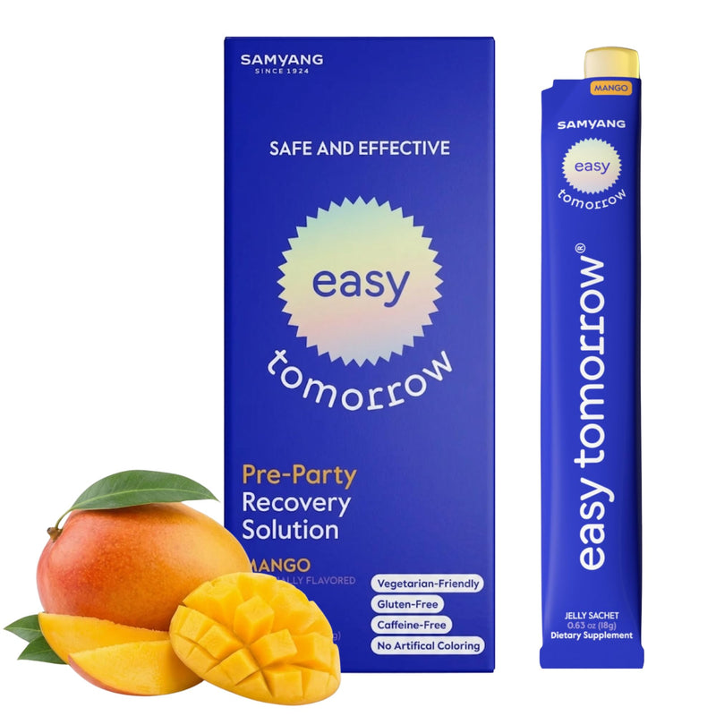 EASY TOMORROW - Natural Energy & Morning Vitality Jelly Stick - Daily Korean Skin Health Supplement & After Drinking Support with DHM & Glutathione - K-Beauty Inspired (Mango Flavor, 10 Sticks) Mango 0.06 Ounce (Pack of 10)