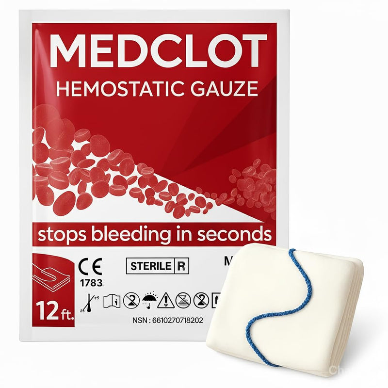 Hemostatic Gauze Bleed Stop Kaolin Blood Clotting Bandage 3in x12ft 3 in x 12 ft