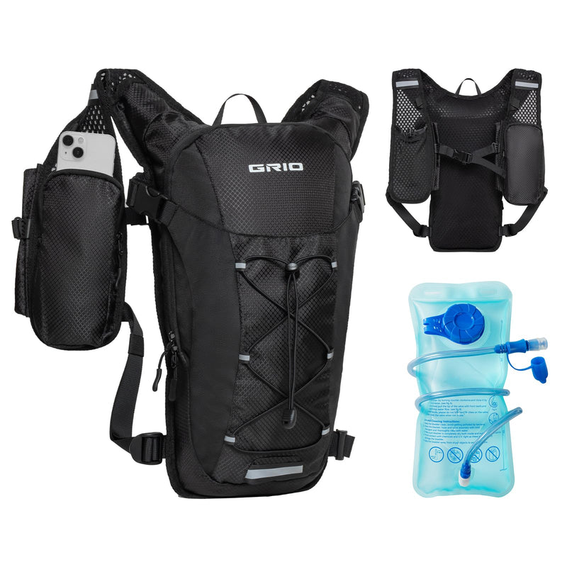 Lightweight Hydration Backpack for Women & Men, Small Running Backpack, Hiking Backpack with 2L Water Bladder Running Vest for Hiking Cycling Running Biking Black