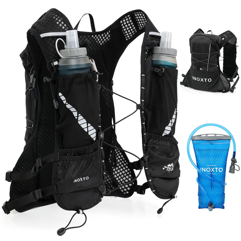 Running Hydration Vest Backpack, Lightweight Water Backpack with 1.6L Water Bladder Daypack for Women Men,Adjustable Running Vest Pack for Trail Running Hiking Cycling Race Marathon Black
