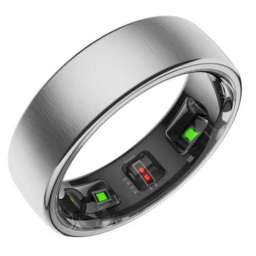 Gen Pro 2 Smart Ring for Men & Women's, Qring with No APP Subscription with Heart Rate, Wireless Chargeing, Sleep Monitoring & Remote Camera Control, Waterproof Ring (Silver, 12) Silver