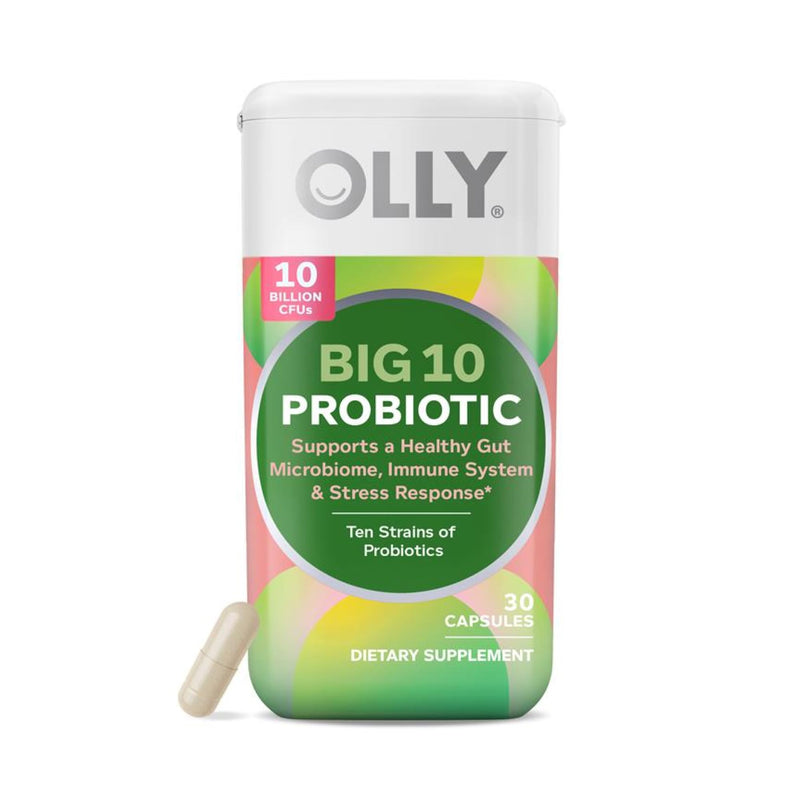 OLLY Big 10 Probiotic, Supports a Healthy Gut Microbiome,* 10 Billion CFUs, 30 Day Supply - 30 Count - BeesActive Australia