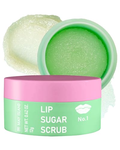 MAY ISLAND Lip Sugar Scrub #Dragonfruit Kiwi - Korean Exfoliating Lip Treatment with Natural Sugar & Walnut Shell - Gentle Lip Exfoliator for Smooth, Soft Lips - Refreshing Kiwi Scent, 0.41 oz.