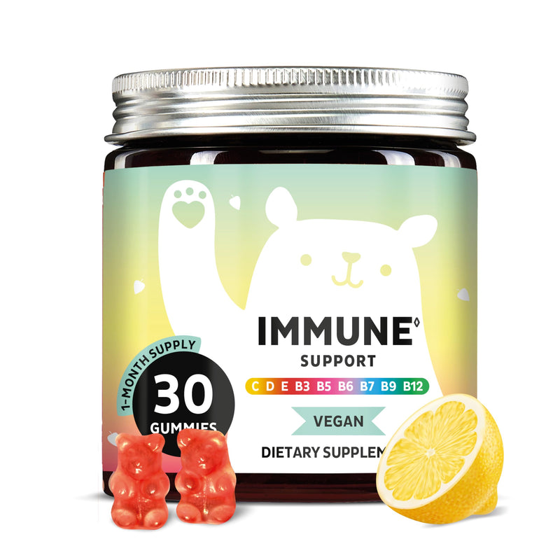 Bears with Benefits Immune Support Gummies with Vitamins C, D, B6 & Zinc | One gummy a day with 9 essential vitamins. Delicious lemon flavor in a vegan formula to support your daily immune health. 1 Count (Pack of 30)