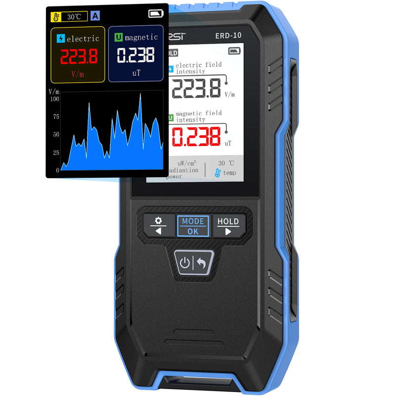 FNIRSI ERD-10 EMF Detector, Curve Display EMF Radiation Meter, Rechargeable EMF Reader Electromagnetic Field Detector for Home, Office, Ghost Hunting - BeesActive Australia