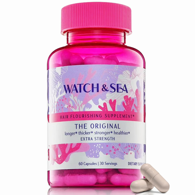 Watch & Sea Hair Flourishing Extra-Strength Capsules - Nourishing Hair Supplement with Biotin, Herbs, Minerals and Vitamins for Hair Growth and Thickness for All Hair Types - 60 Capsules