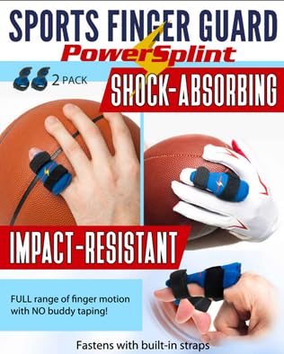 Sports finger guard (2-pack) finger brace protection; impact-resistant, NO tape needed (Medium) Medium - BeesActive Australia