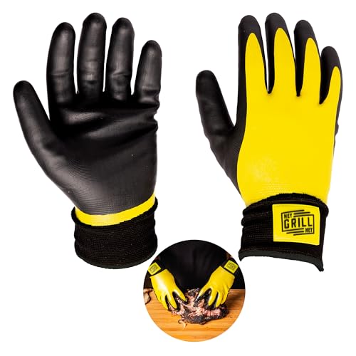 Hey Grill Hey Pitmaster Gloves | BBQ Gloves | Heat Protection up to 500°F or 260°C | High Temp Resistance | Fireproof Glove for Grilling Smoking Barbecue | Washable Mitts | Waterproof | Size - XL X-Large