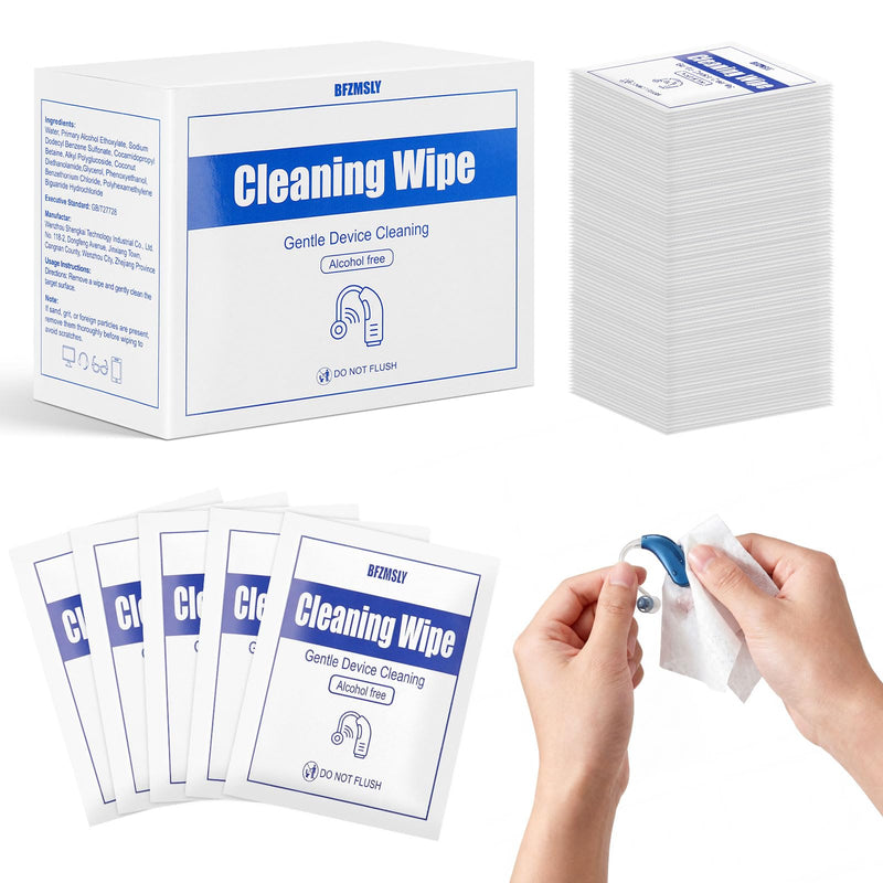 200 Pcs Hearing Aid Cleaning Wipes - Individually Wrapped Alcohol-Free 200
